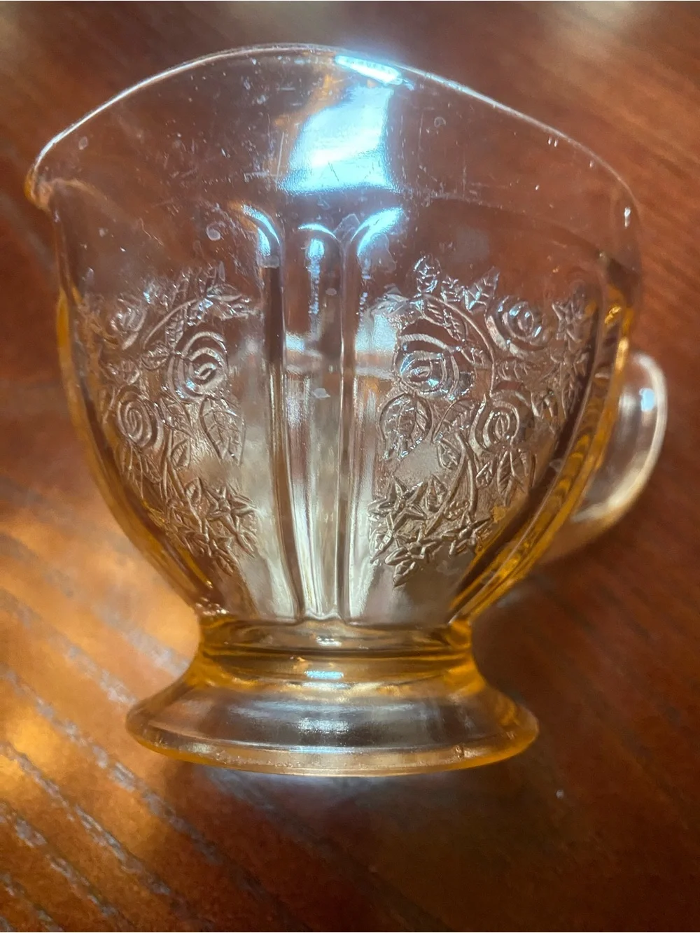 Federal Glass Company pink Sharon Rose Footed Creamer